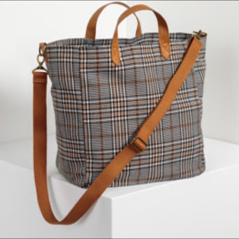 Thirty-One Plaid Crossbody Bag in Gray and Brown